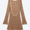 Vestido de punto con espalda abierta – Rayas naranjas Vestido de punto con espalda abierta – Rayas naranjas