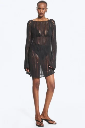 Vestido de punto de manga larga – Gris oscuro