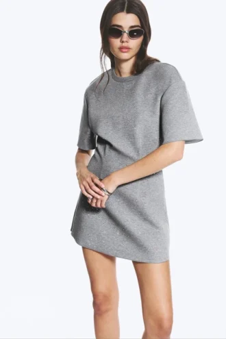 Vestido de punto elástico con tachuelas – Gris jaspeado – Tachuelas