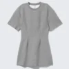 Vestido de punto elástico con tachuelas – Gris jaspeado – Tachuelas Vestido de punto elástico con tachuelas – Gris jaspeado – Tachuelas