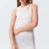 Vestido de punto transparente con lentejuelas – Plata Vestido de punto transparente con lentejuelas – Plata