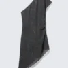 Vestido de satén con un solo hombro – Gris oscuro