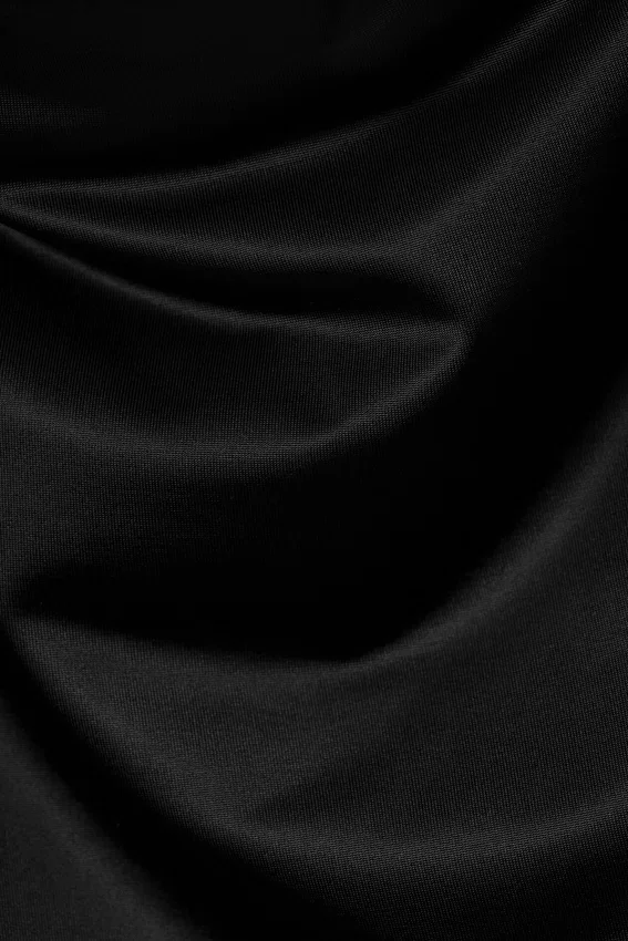 Vestido drapeado de jersey con una sola manga – Negro Vestido drapeado de jersey con una sola manga – Negro