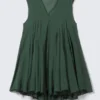 Vestido holgado con cuello en V – Verde oscuro Vestido holgado con cuello en V – Verde oscuro