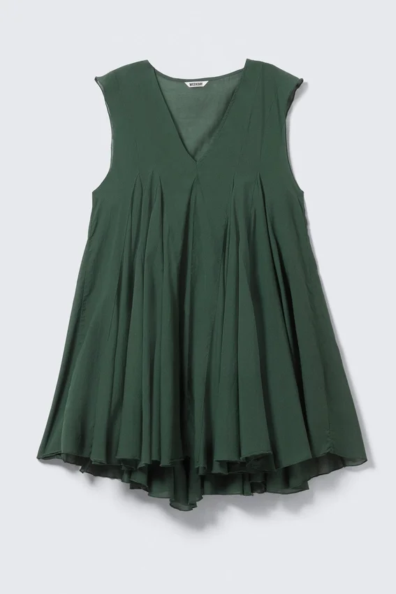 Vestido holgado con cuello en V – Verde oscuro Vestido holgado con cuello en V – Verde oscuro