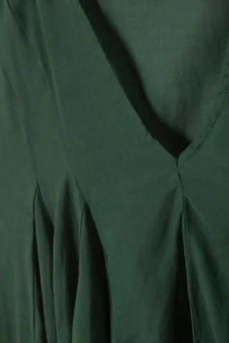 Vestido holgado con cuello en V – Verde oscuro