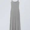 Vestido largo ajustado con tirantes – Gris jaspeado Vestido largo ajustado con tirantes – Gris jaspeado