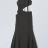Vestido largo con aberturas trenzadas – Gris oscuro Vestido largo con aberturas trenzadas – Gris oscuro