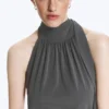 Vestido largo con cuello halter – Gris oscuro Vestido largo con cuello halter – Gris oscuro