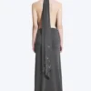 Vestido largo con cuello halter – Gris oscuro Vestido largo con cuello halter – Gris oscuro