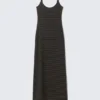 Vestido largo con tirantes lisos – Lunas oscuras y rayas negras Vestido largo con tirantes lisos – Lunas oscuras y rayas negras