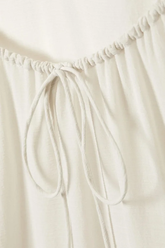 Vestido largo de algodón estampado con volantes – Blanco/Amarillo/Marrón – Degradado Vestido largo de algodón estampado con volantes – Blanco/Amarillo/Marrón – Degradado