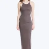 Vestido largo de jersey con espalda nadadora – Dusty Plum Vestido largo de jersey con espalda nadadora – Dusty Plum
