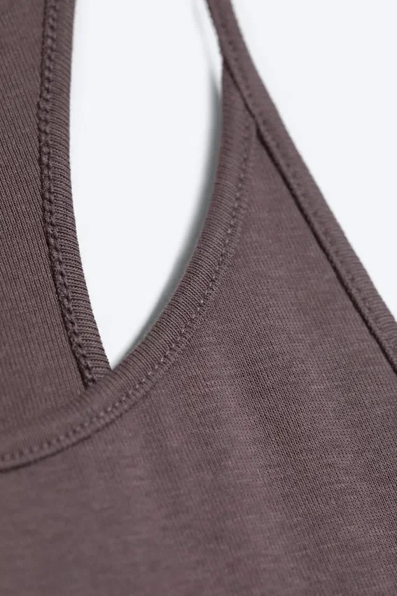 Vestido largo de jersey con espalda nadadora – Dusty Plum Vestido largo de jersey con espalda nadadora – Dusty Plum