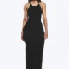 Vestido largo de jersey con espalda nadadora – Negro Vestido largo de jersey con espalda nadadora – Negro