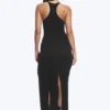 Vestido largo de jersey con espalda nadadora – Negro Vestido largo de jersey con espalda nadadora – Negro