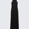 Vestido largo de jersey con espalda nadadora – Negro Vestido largo de jersey con espalda nadadora – Negro