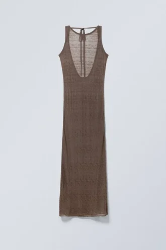 Vestido largo de punto con espalda abierta – Dark Mole