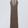 Vestido largo de punto con espalda abierta – Dark Mole