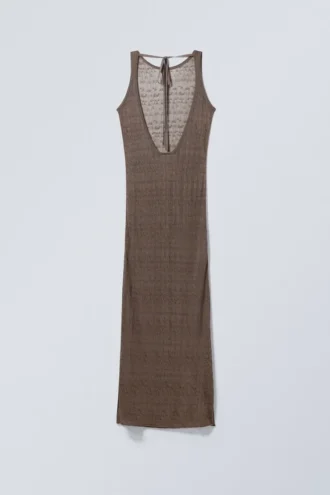 Vestido largo de punto con espalda abierta – Dark Mole