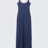 Vestido largo de tirantes lisos – Azul oscuro Vestido largo de tirantes lisos – Azul oscuro