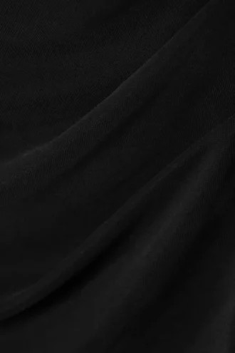 Vestido largo drapeado de cupro – Negro