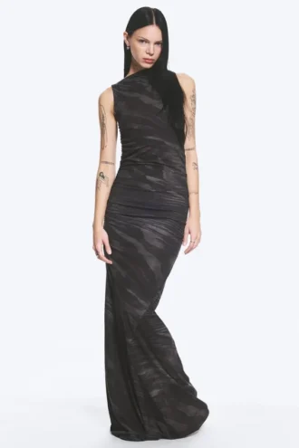Vestido largo estampado – Negro – Cebra