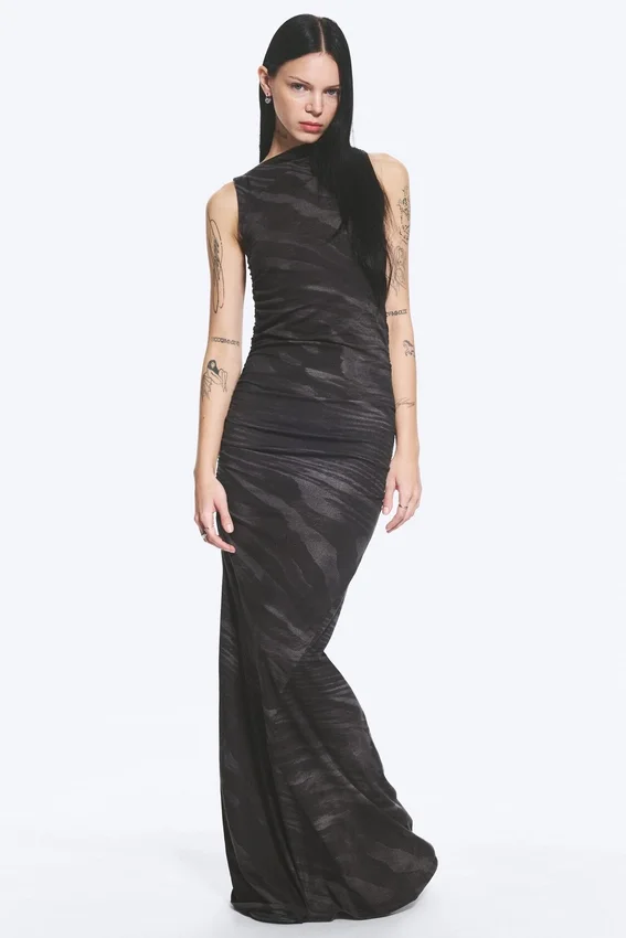 Vestido largo estampado – Negro – Cebra Vestido largo estampado – Negro – Cebra