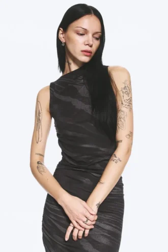 Vestido largo estampado – Negro – Cebra