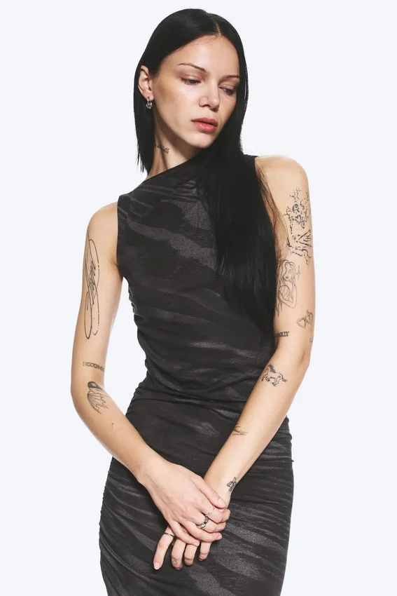 Vestido largo estampado – Negro – Cebra Vestido largo estampado – Negro – Cebra