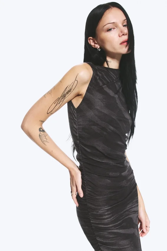 Vestido largo estampado – Negro – Cebra Vestido largo estampado – Negro – Cebra