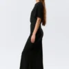 Vestido largo fruncido de pantalón corto – Negro Vestido largo fruncido de pantalón corto – Negro