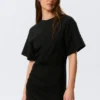Vestido largo fruncido de pantalón corto – Negro Vestido largo fruncido de pantalón corto – Negro