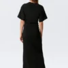Vestido largo fruncido de pantalón corto – Negro Vestido largo fruncido de pantalón corto – Negro