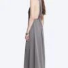 Vestido largo fruncido – Gris empolvado Vestido largo fruncido – Gris empolvado