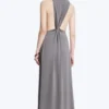 Vestido largo fruncido – Gris empolvado Vestido largo fruncido – Gris empolvado