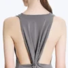 Vestido largo fruncido – Gris empolvado Vestido largo fruncido – Gris empolvado
