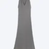 Vestido largo fruncido – Gris empolvado Vestido largo fruncido – Gris empolvado