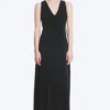 Vestido largo fruncido – Negro Vestido largo fruncido – Negro