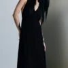Vestido largo fruncido – Negro Vestido largo fruncido – Negro