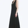 Vestido largo fruncido – Negro Vestido largo fruncido – Negro