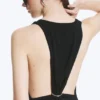 Vestido largo fruncido – Negro Vestido largo fruncido – Negro