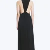 Vestido largo fruncido – Negro Vestido largo fruncido – Negro