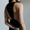 Vestido largo fruncido – Negro Vestido largo fruncido – Negro