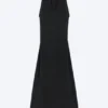Vestido largo fruncido – Negro Vestido largo fruncido – Negro