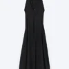 Vestido largo fruncido – Negro Vestido largo fruncido – Negro
