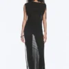 Vestido largo sin mangas con cuello barco – Negro Vestido largo sin mangas con cuello barco – Negro