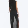 Vestido largo sin mangas con cuello barco – Negro Vestido largo sin mangas con cuello barco – Negro