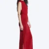 Vestido largo sin mangas con cuello barco – Rojo brillante Vestido largo sin mangas con cuello barco – Rojo brillante