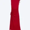 Vestido largo sin mangas con cuello barco – Rojo brillante Vestido largo sin mangas con cuello barco – Rojo brillante